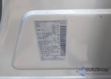 2015 Infiniti Qx60 z USA, uszkodzony, nr VIN 5N1AL0MM7FC525049